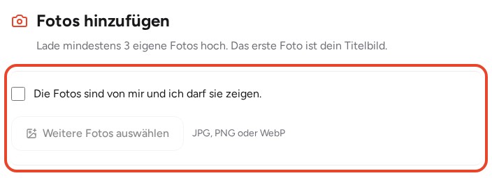 Echte Fotoeinrichtung: Fotorechte und Fotoauswahl rot markiert